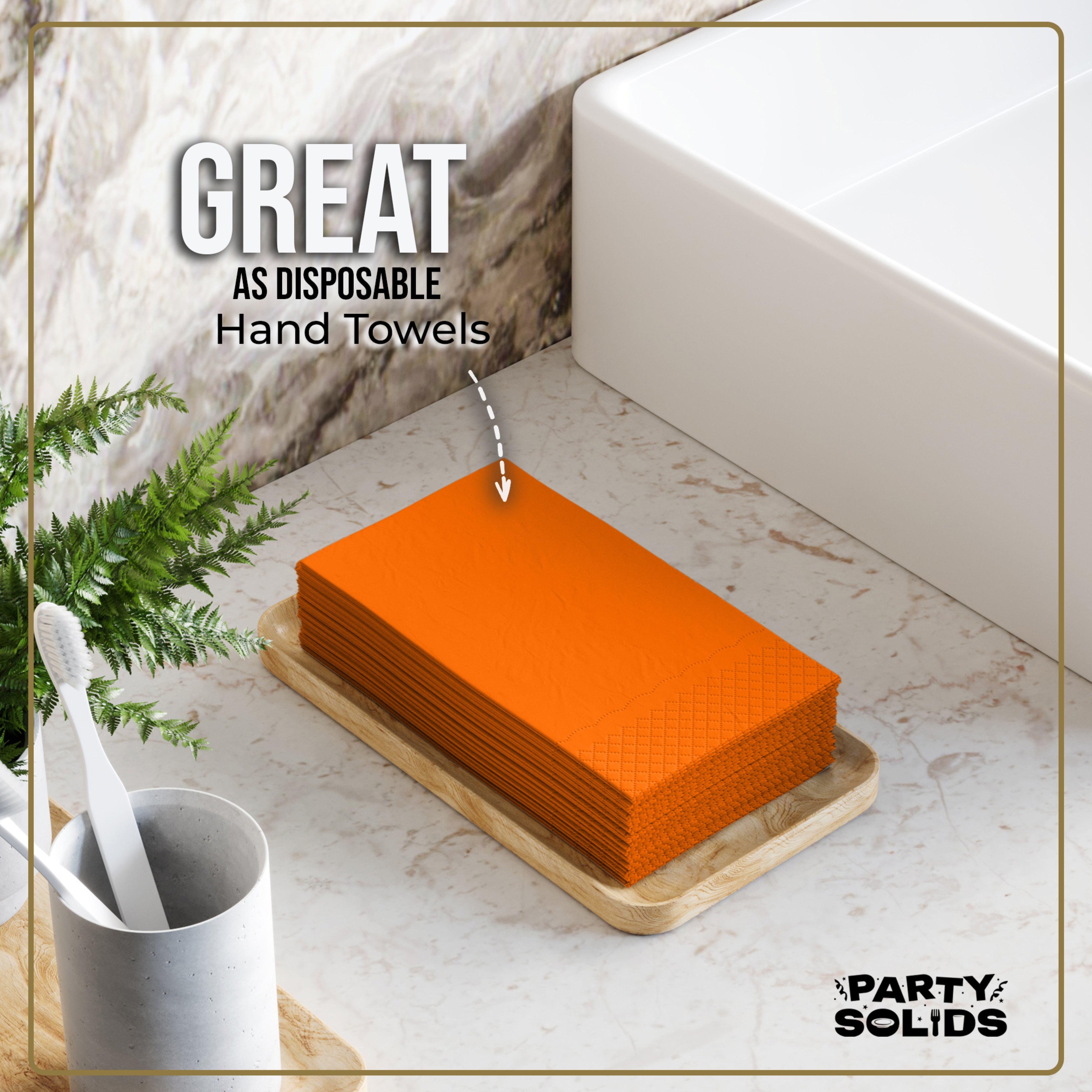 Orange Guest Towel Napkins - 40 Ct.