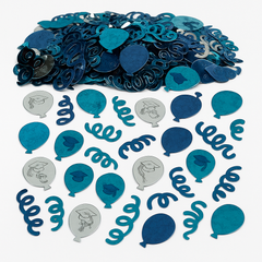 Blue & Silver Balloon Confetti Table Decoration
