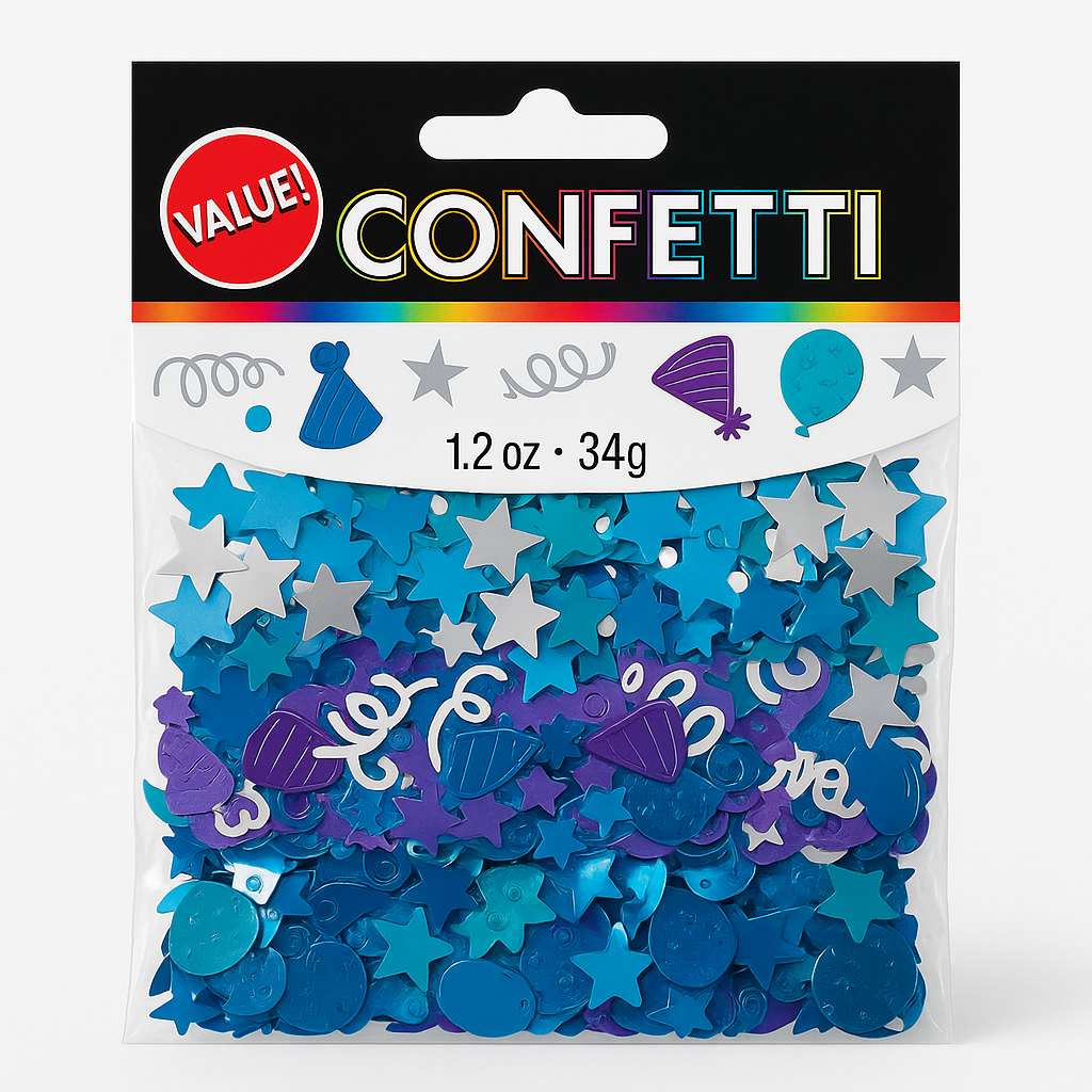 Blue and Purple Foil Birthday Confetti Mix - 1.2 oz