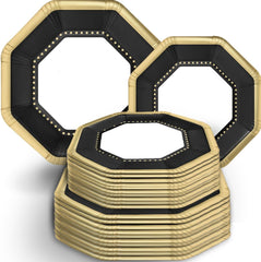 Premium Black 10" Octagonal Paper Plates - Multipack