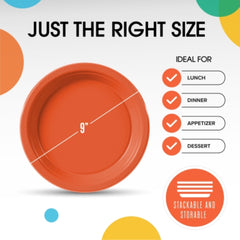 9 In. Orange Plastic Plates | 100 Count