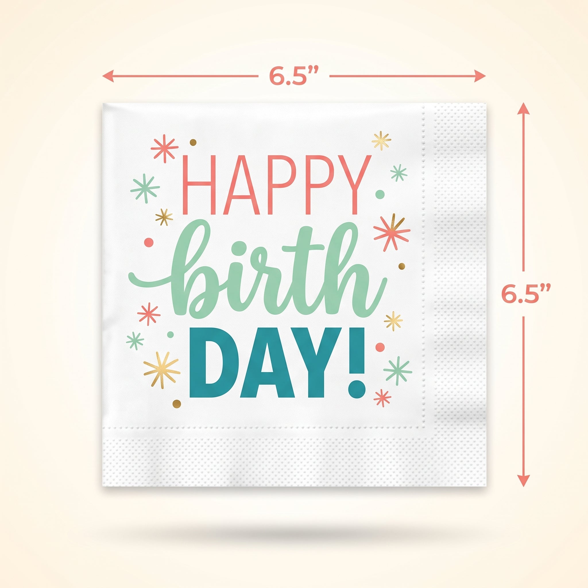Happy Cake Day Birthday Lunch Napkins - 6.5 In. x 6.5 In. - 16 Pack