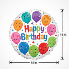 Colorful Smiley Happy Birthday Foil Balloon - 18 Inches