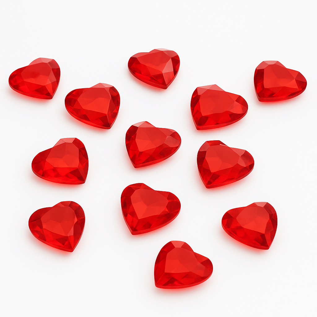 Sparkling Red Heart Gem Confetti
