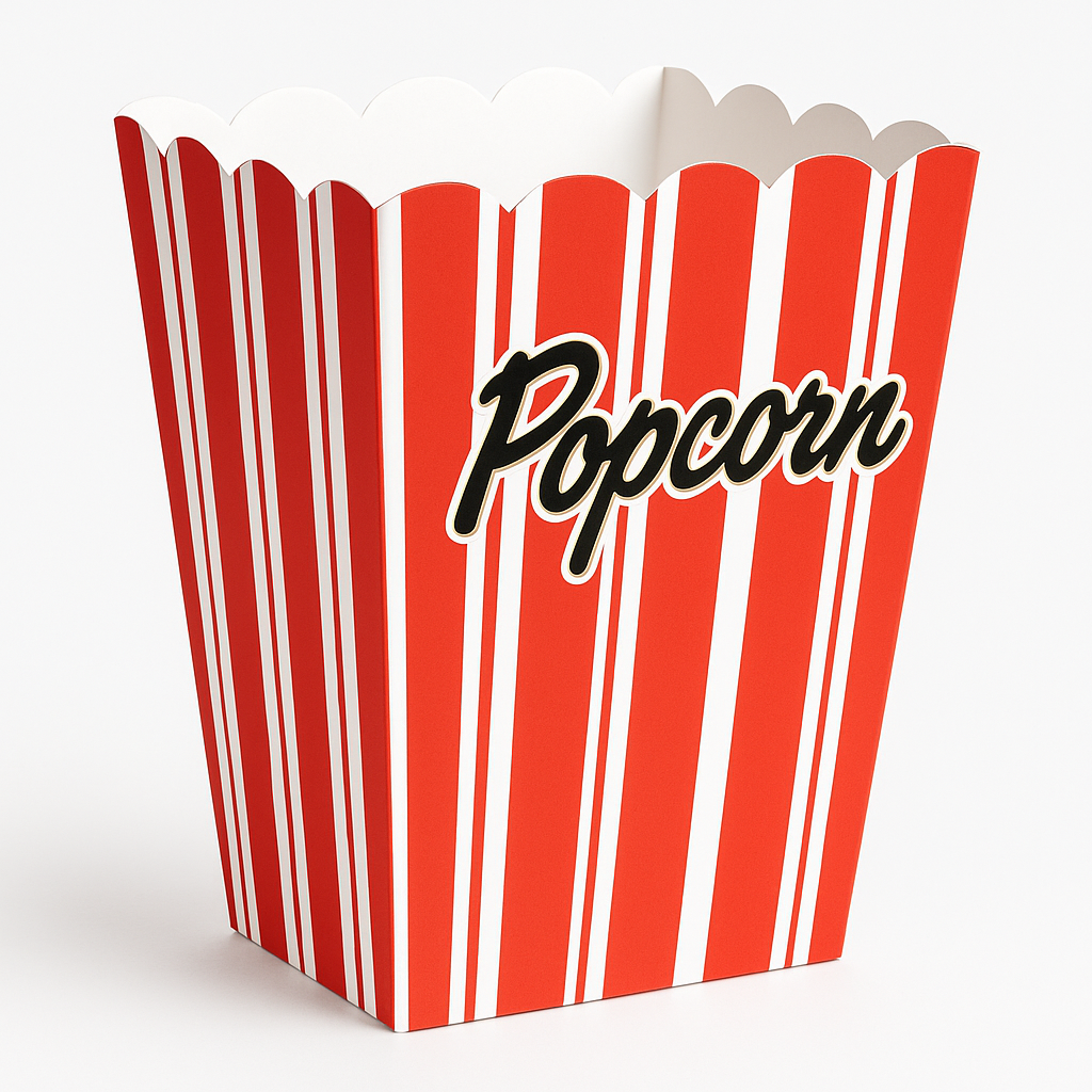 Hollywood Red Striped Movie Night Popcorn Boxes, 8-Pack