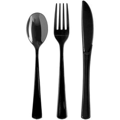 PMA - Black Cutlery Combo Set | 50 Forks, 50 Spoons, and 50 Knives