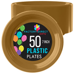 PMA - 7 In. Gold Plastic Plates | 50 Count