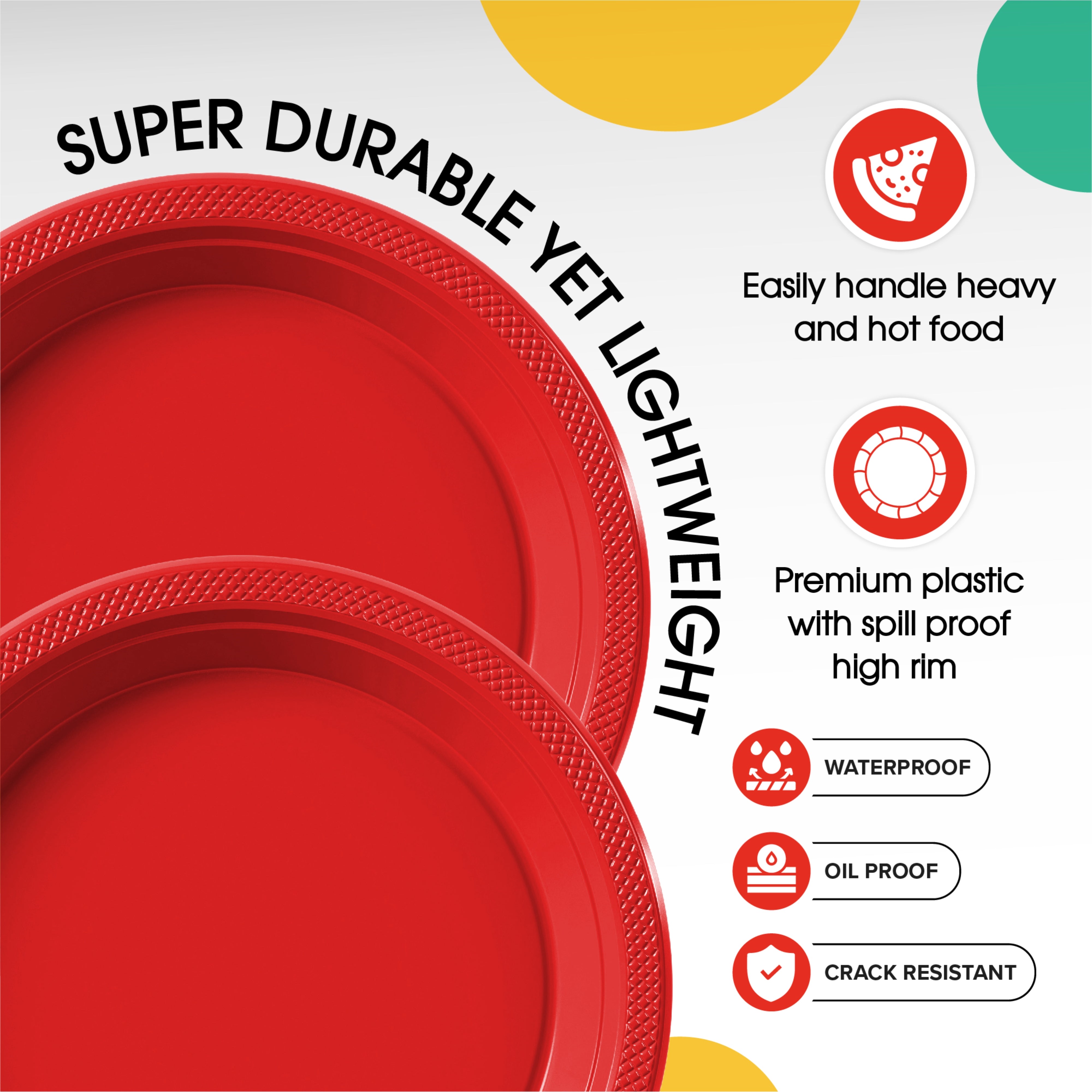 PMA - 9 In. Red Plastic Plates | 50 Count