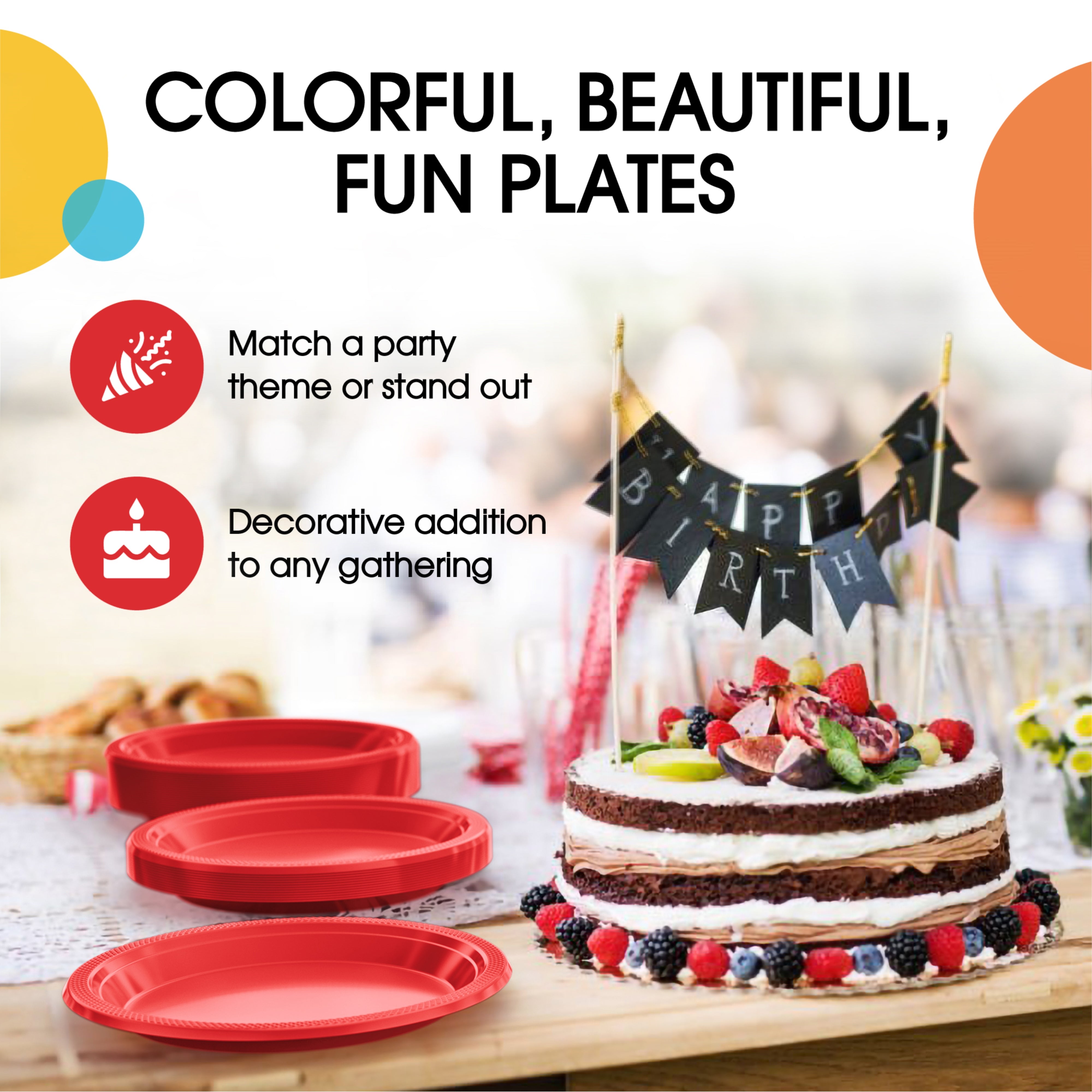 PMA - 9 In. Red Plastic Plates | 50 Count