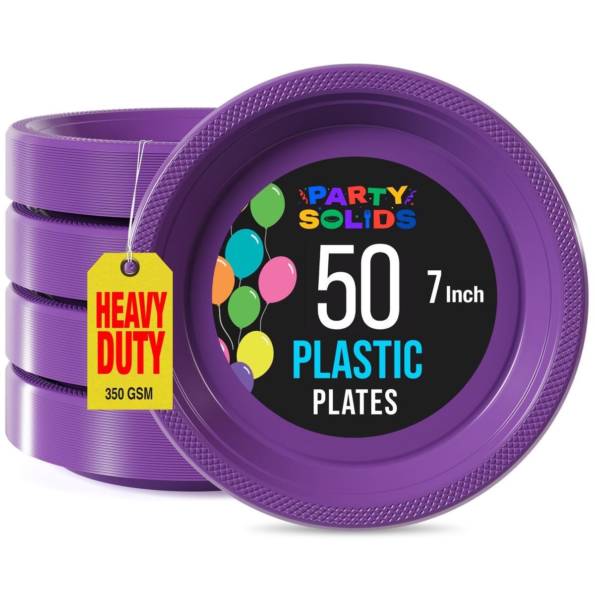 7 In. Purple Plastic Plates | 50 Count