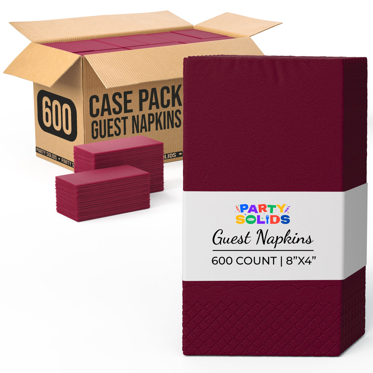 Burgundy Guest Towel Napkins | 600 Count