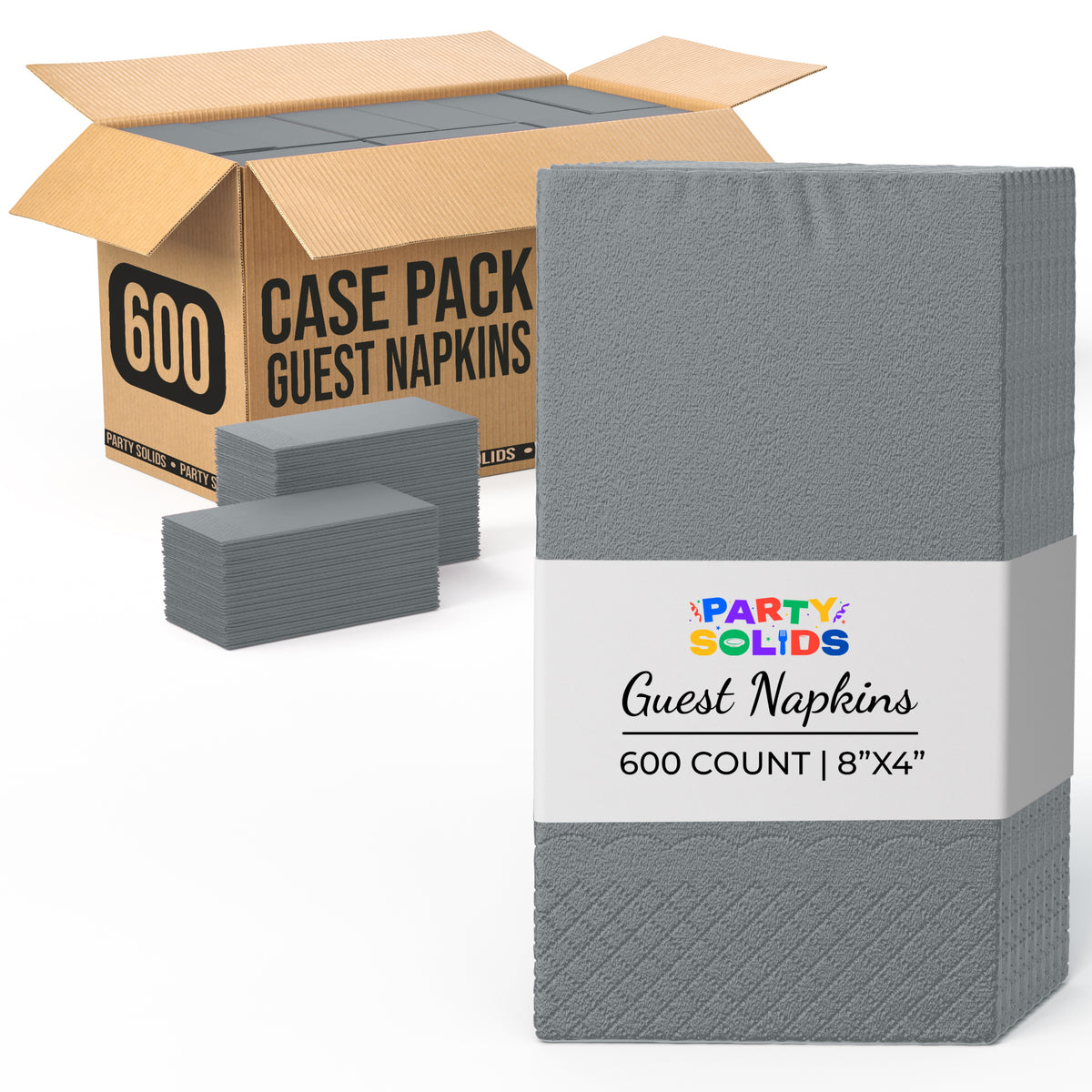 Silver Guest Towel Napkins | 600 Count