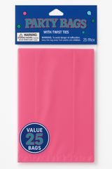 Bright Pink Large Cello Party Bags - 25 Pack