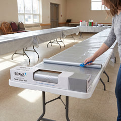 Silver Plastic Table Cover Roll with Slide Cutter - 40" x 126'