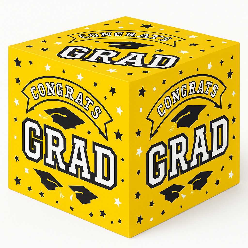 Graduation Cardholder Box - Yellow Congrats Grad Design