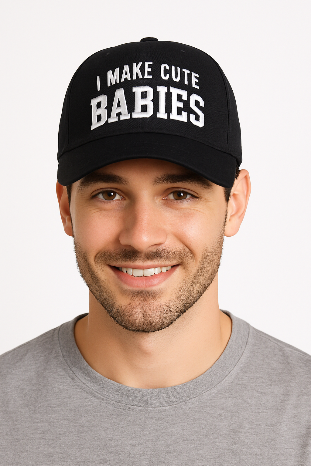 "I Make Cute Babies" Black Baseball Hat - Perfect for Baby Showers
