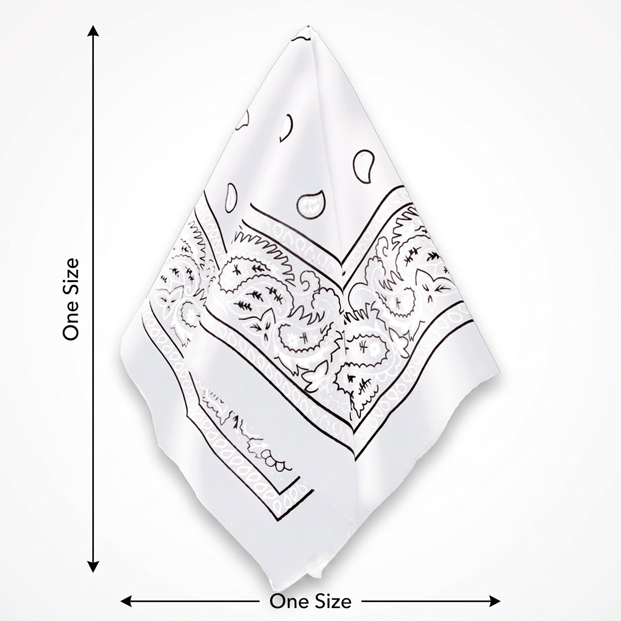 Classic White Paisley Bandana - Versatile Costume Accessory