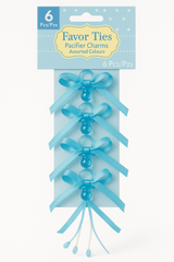 Blue Pacifier Favor Ties - 6 Pack for Baby Showers
