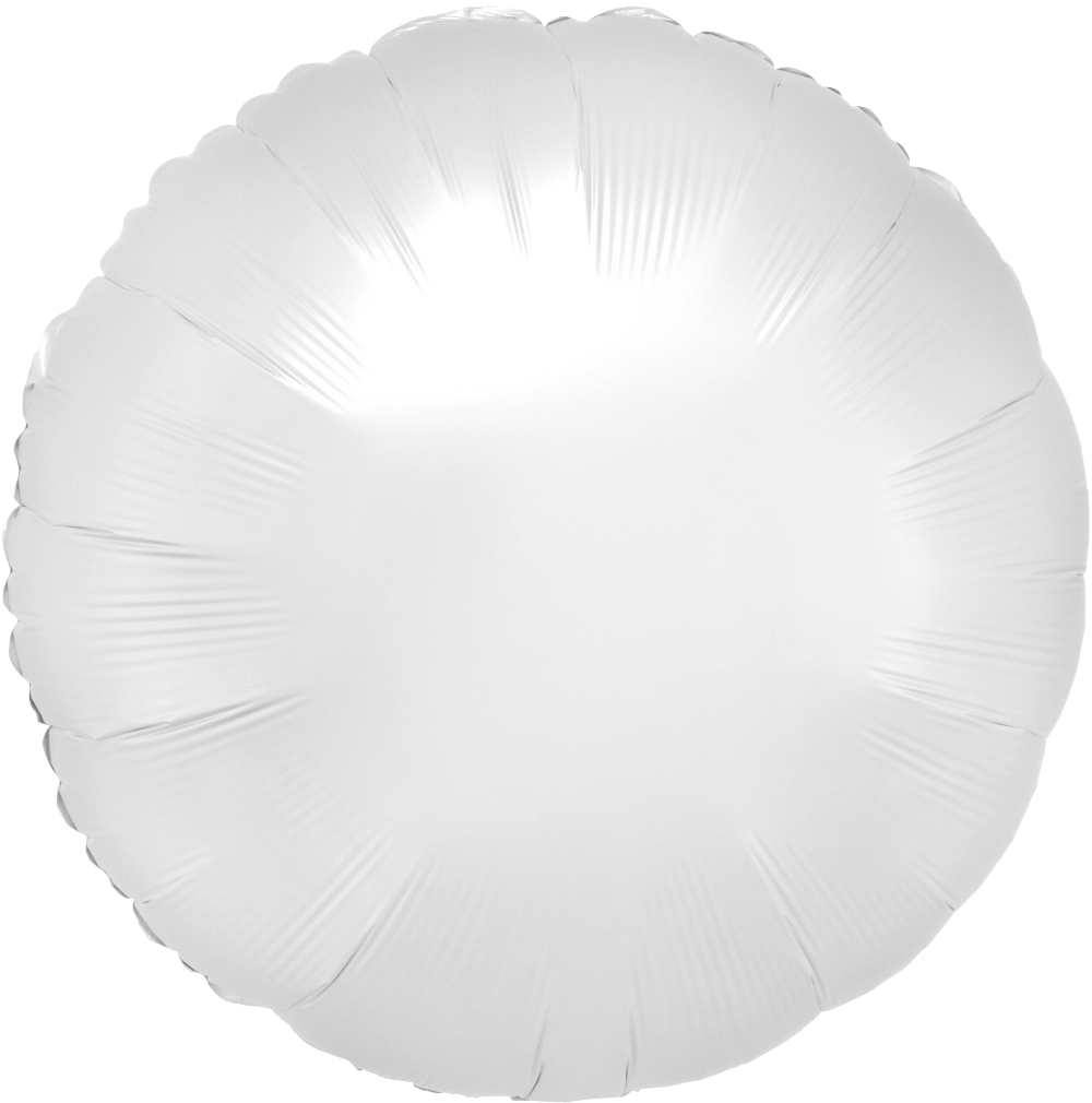Luxurious White Satin Circle Foil Balloon - 18 Inch
