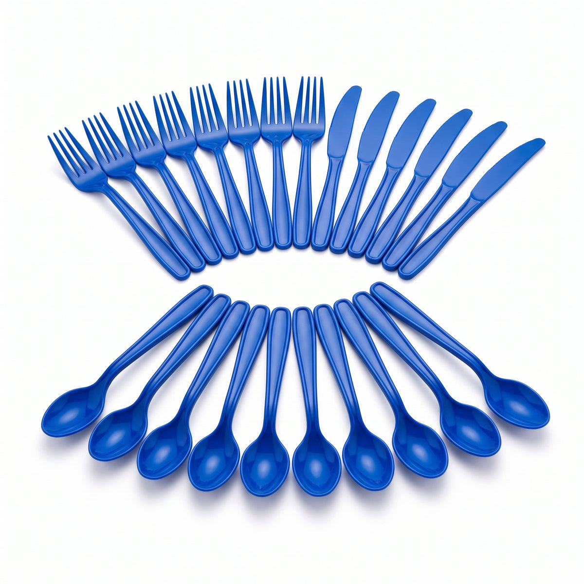 Royal Blue Plastic Cutlery Set - 32 Pieces - 7.5 in.