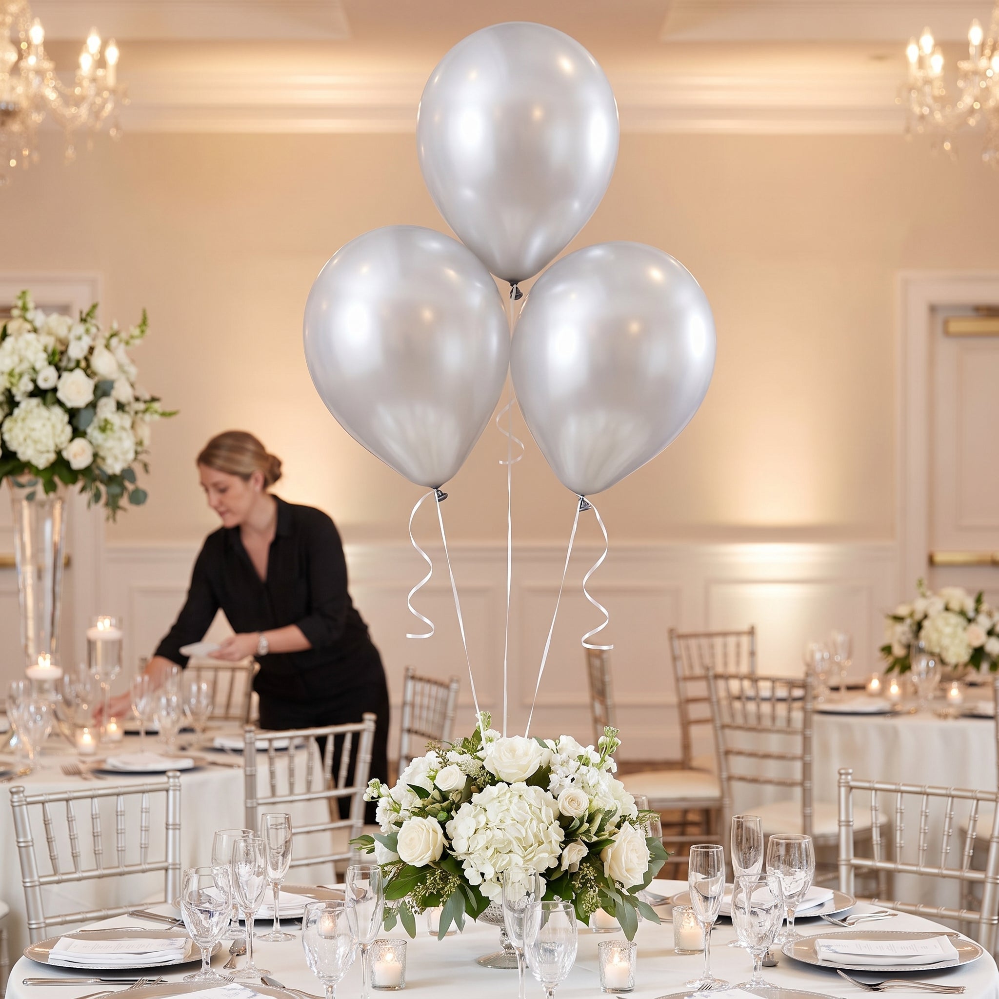Silver Pearl Latex Balloons 12" - Pack of 72