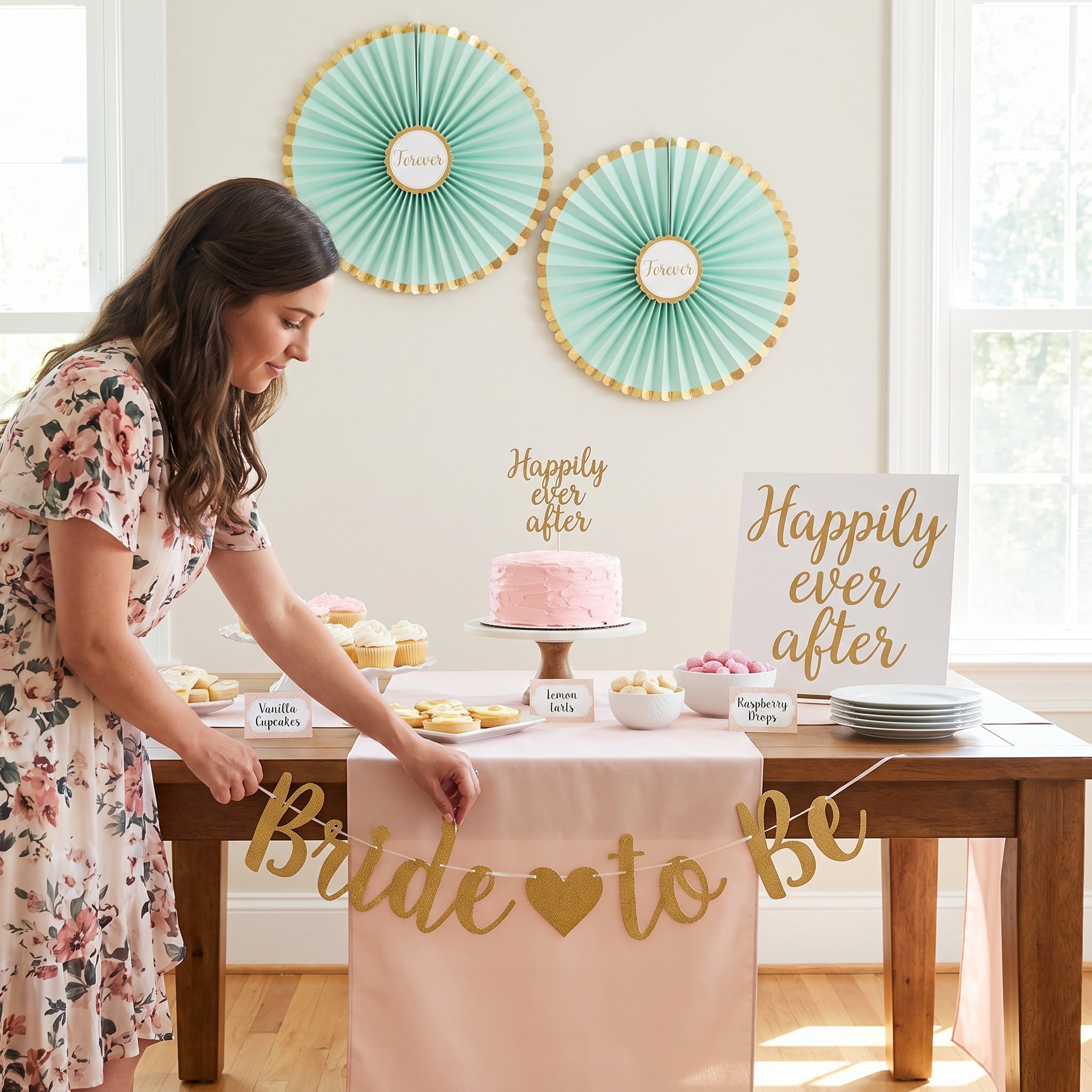 Mint & Gold Wedding Buffet Table Decorating Kit - 23 Pieces