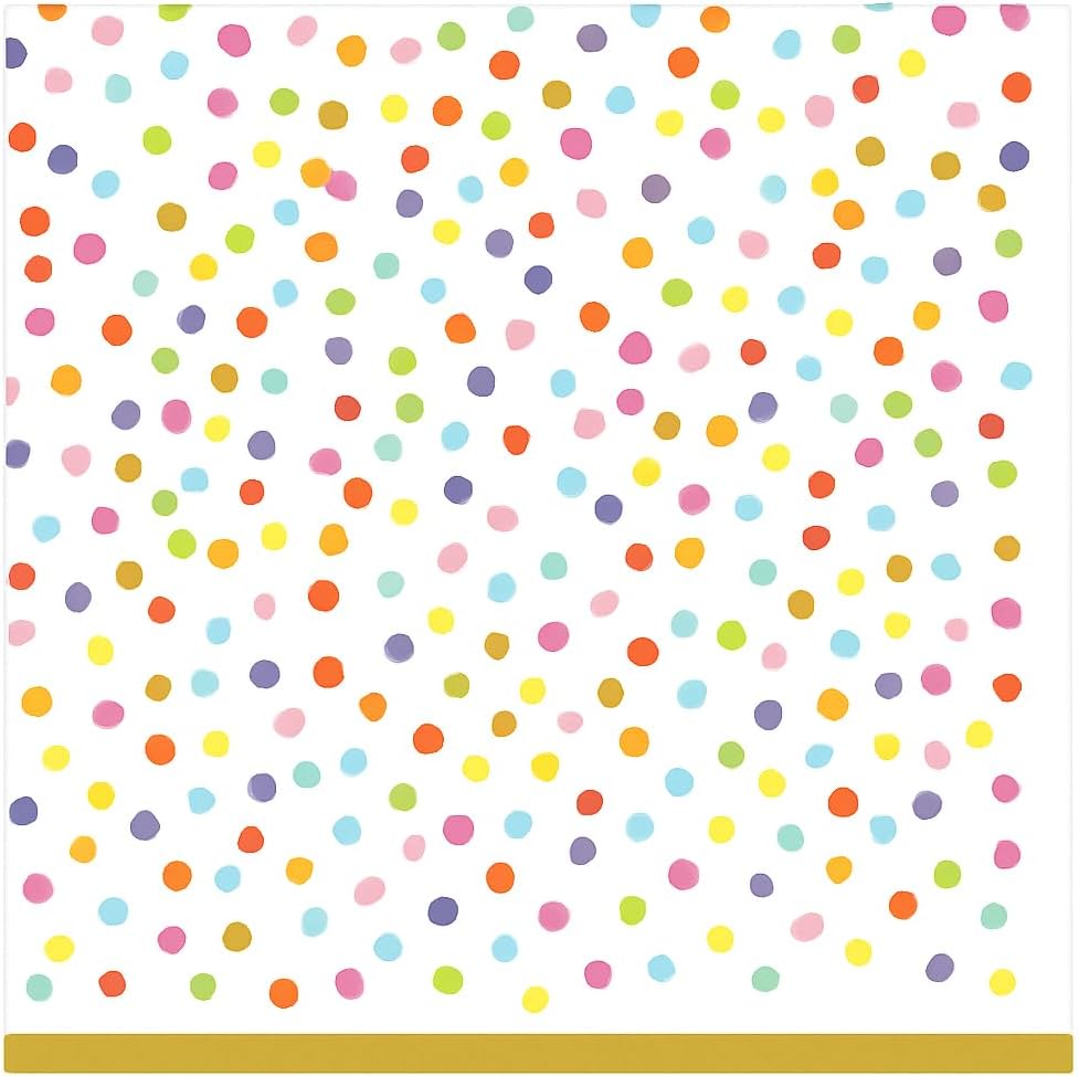 Rainbow Confetti Printed Luncheon Napkins - 6.75 in. x 6.75 in.