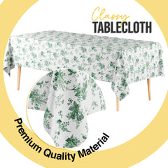 12 Pack Verdure Green Floral 66% Thicker Premium Table Cover | 54 in. x 108 in.