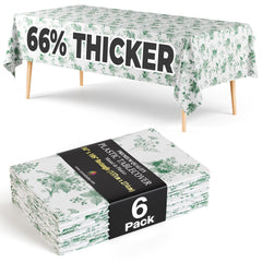 6 Pack Verdure Green Floral 66% Thicker Premium Table Cover | 54 in. x 108 in.