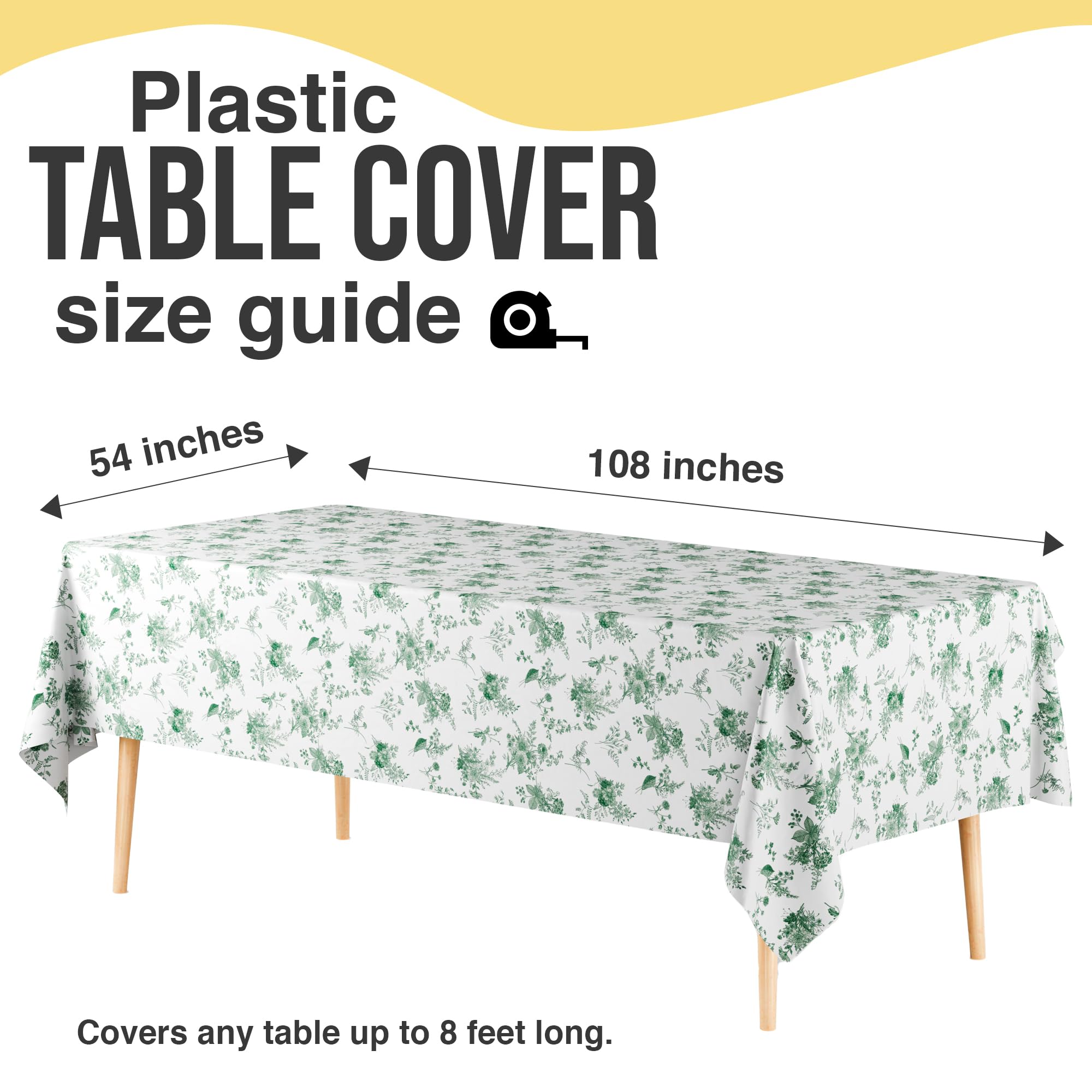 6 Pack Verdure Green Floral 66% Thicker Premium Table Cover | 54 in. x 108 in.