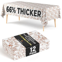 12 Pack Pomegranate Floral 66% Thicker Premium Table Cover | 54 in. x 108 in.