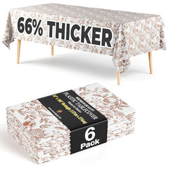 6 Pack Pomegranate Floral 66% Thicker Premium Table Cover | 54 in. x 108 in.