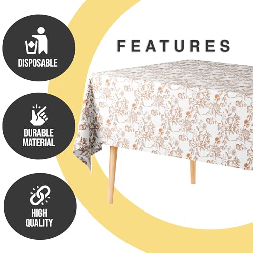 6 Pack Pomegranate Floral 66% Thicker Premium Table Cover | 54 in. x 108 in.