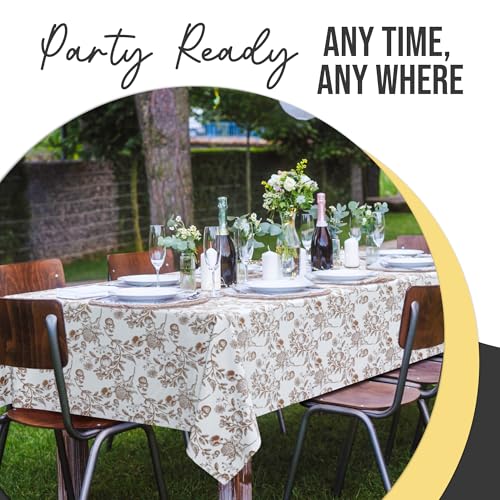 6 Pack Pomegranate Floral 66% Thicker Premium Table Cover | 54 in. x 108 in.