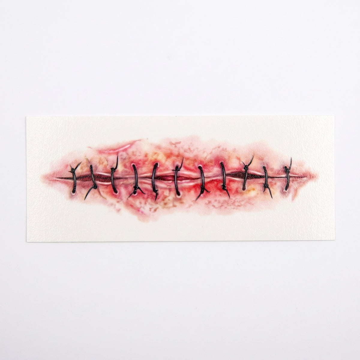 Stitched Wound Temporary Tattoo, 4-Inch Realistic Halloween Accessory