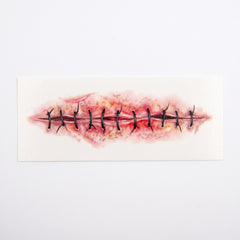 Stitched Wound Temporary Tattoo, 4-Inch Realistic Halloween Accessory