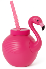 Pink Flamingo Sippy Cup with Straw - 16 oz