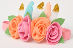 Boho Flower & Feather Crown Headband for Baby's First Birthday