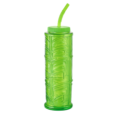 Jumbo Green Tiki Totem Cup with Straw