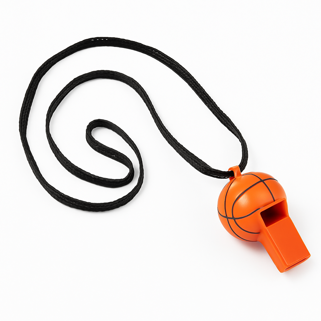 Mini Basketball Whistles with Lanyards, 8-Pack