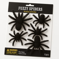 Fuzzy Spider Halloween Party Favors, 10-Inch, 6-Pack