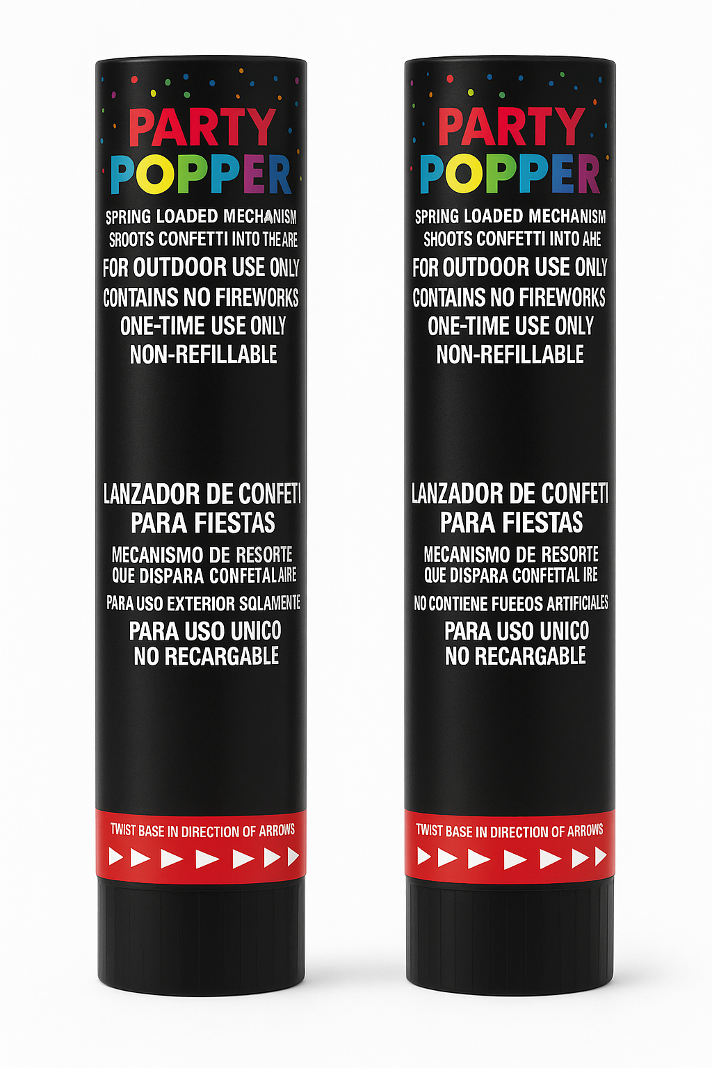 Black & Multicolor Confetti Poppers