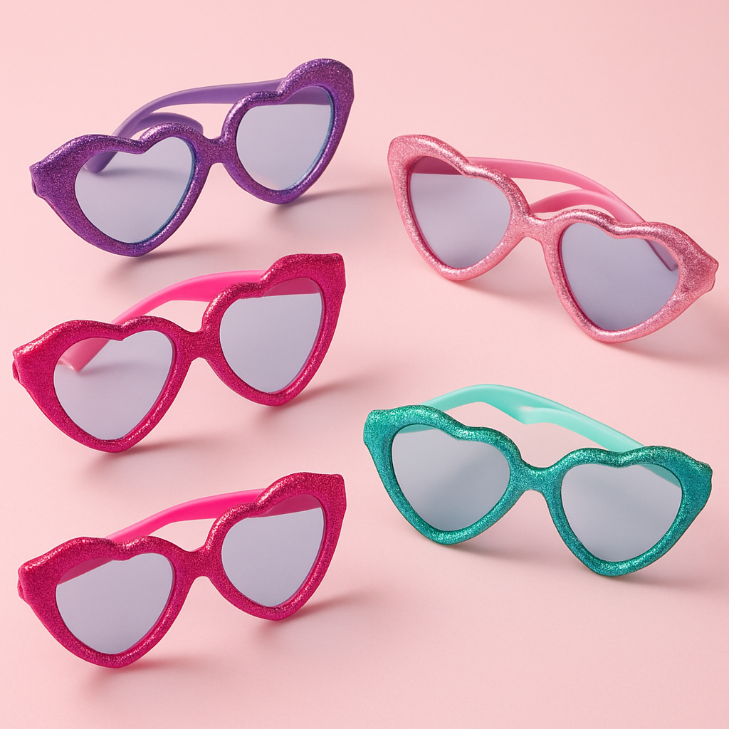 Glitter Heart-Shaped Glasses Mega Pack - 12 Count