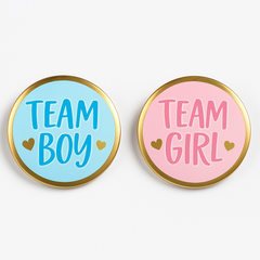 "Team Boy" and "Team Girl" Gender Reveal Button Pins - 2 Pack