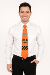 Over the Hill "Old Zone" Construction Tape Novelty Neck Tie