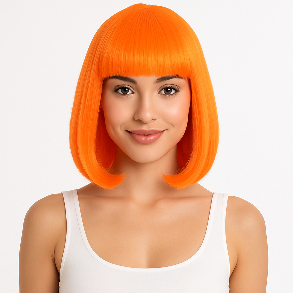 Vibrant Orange Long Bob Wig - Team Spirit Costume Accessory