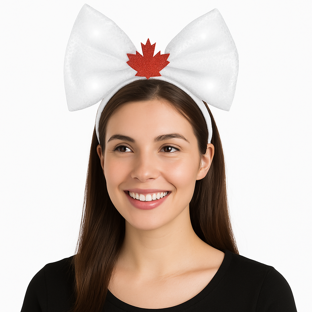 Canada Day Light-Up Sequin Bow Headband