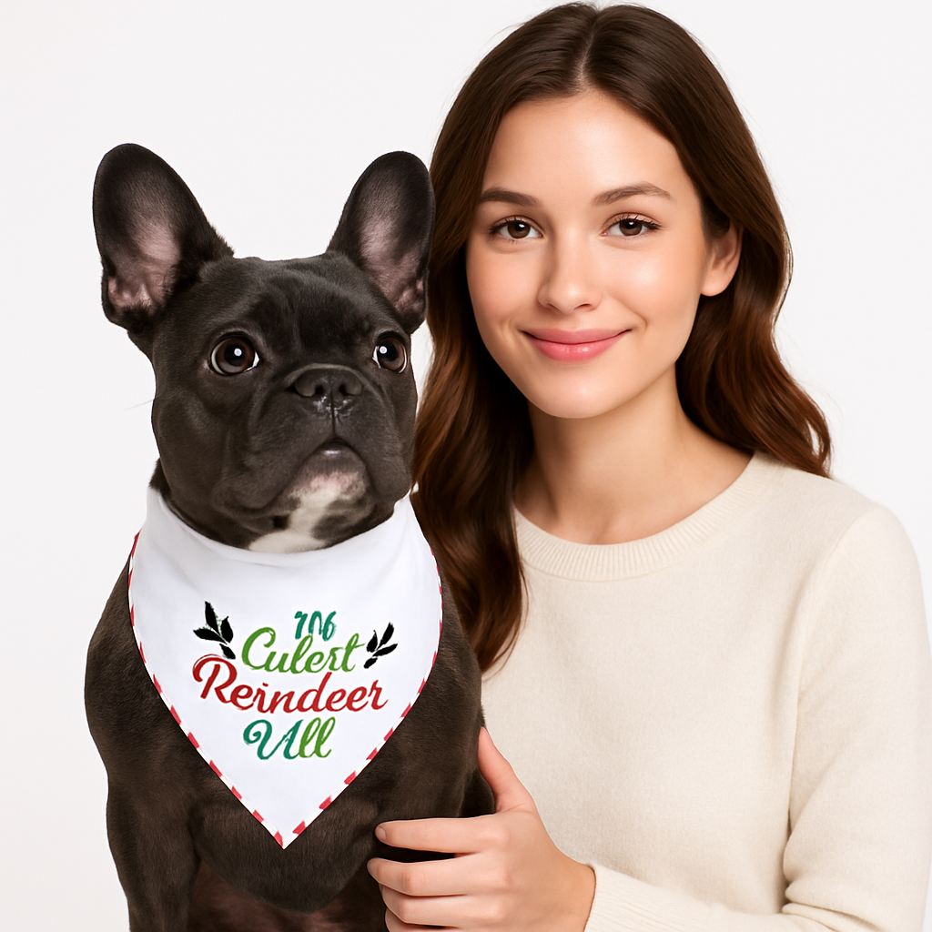 Festive Reindeer Bandana for Pets - One Size