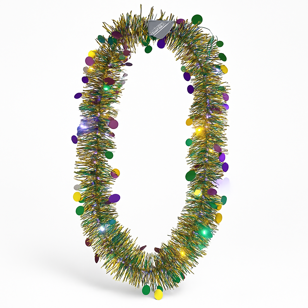 Tinsel Light-Up Mardi Gras Masquerade Necklace
