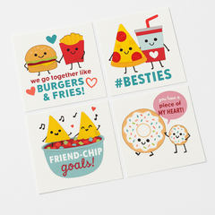 Valentine's Day Food-Themed Temporary Tattoos, 48-Pack